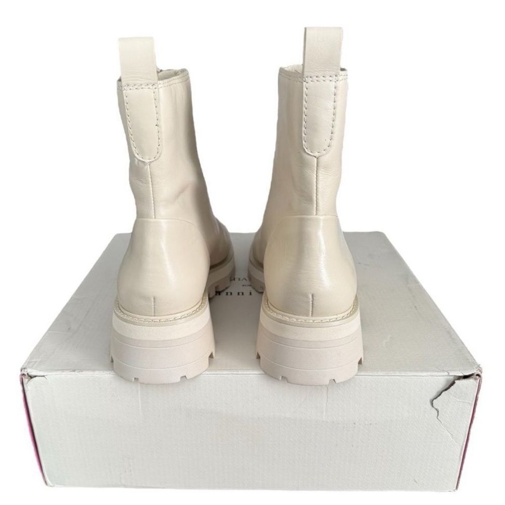 Gianni Bini x Nastia Liukin Bowery Ivory Leather Lug Sole Front Zip Boots 8.5 - Picture 7 of 15